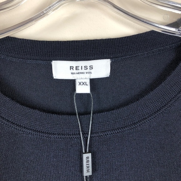 NWT Reiss Navy Blue Merino Wool Wessex Crewneck Sweater - Picture 2 of 9